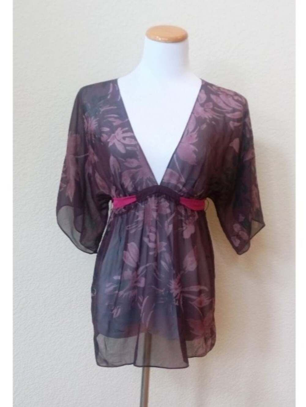 The Limited Y2K sheer floral blouse with a deep v-neck